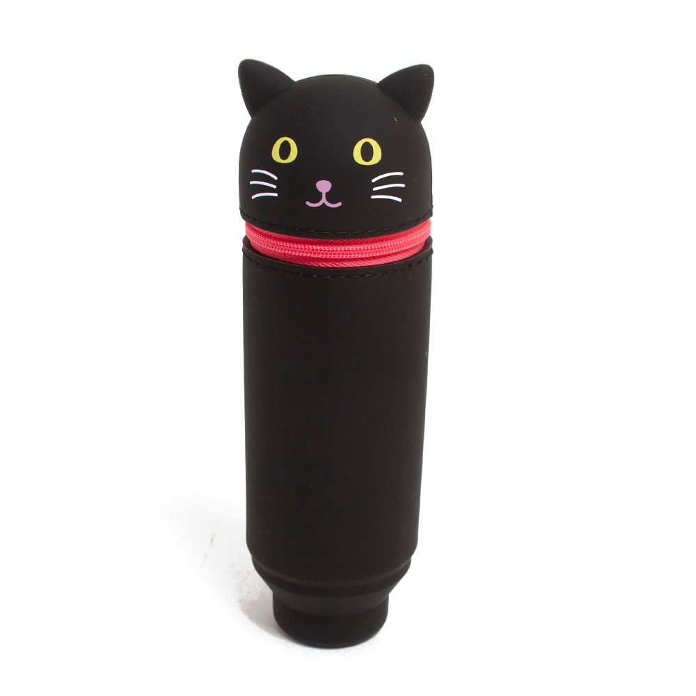 Itoya, Black, Pencil Pouch, Art & School, Punilabo, Stand-up, Pencil Case, Cat, 485379